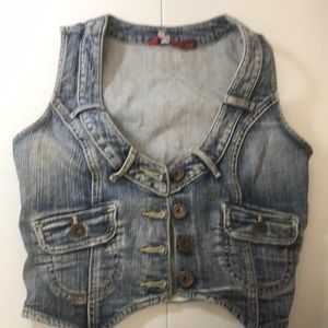 Acid washed Guess vest jacket jean